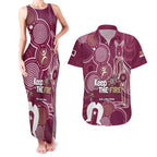 NAIDOC Week Couples Matching Tank Maxi Dress and Hawaiian Shirt QLD Maroons Kangaroo