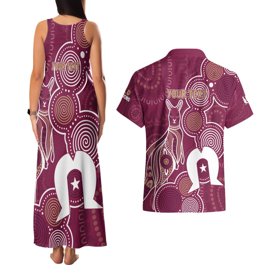 NAIDOC Week Couples Matching Tank Maxi Dress and Hawaiian Shirt QLD Maroons Kangaroo