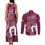NAIDOC Week Couples Matching Tank Maxi Dress and Long Sleeve Button Shirt QLD Maroons Kangaroo