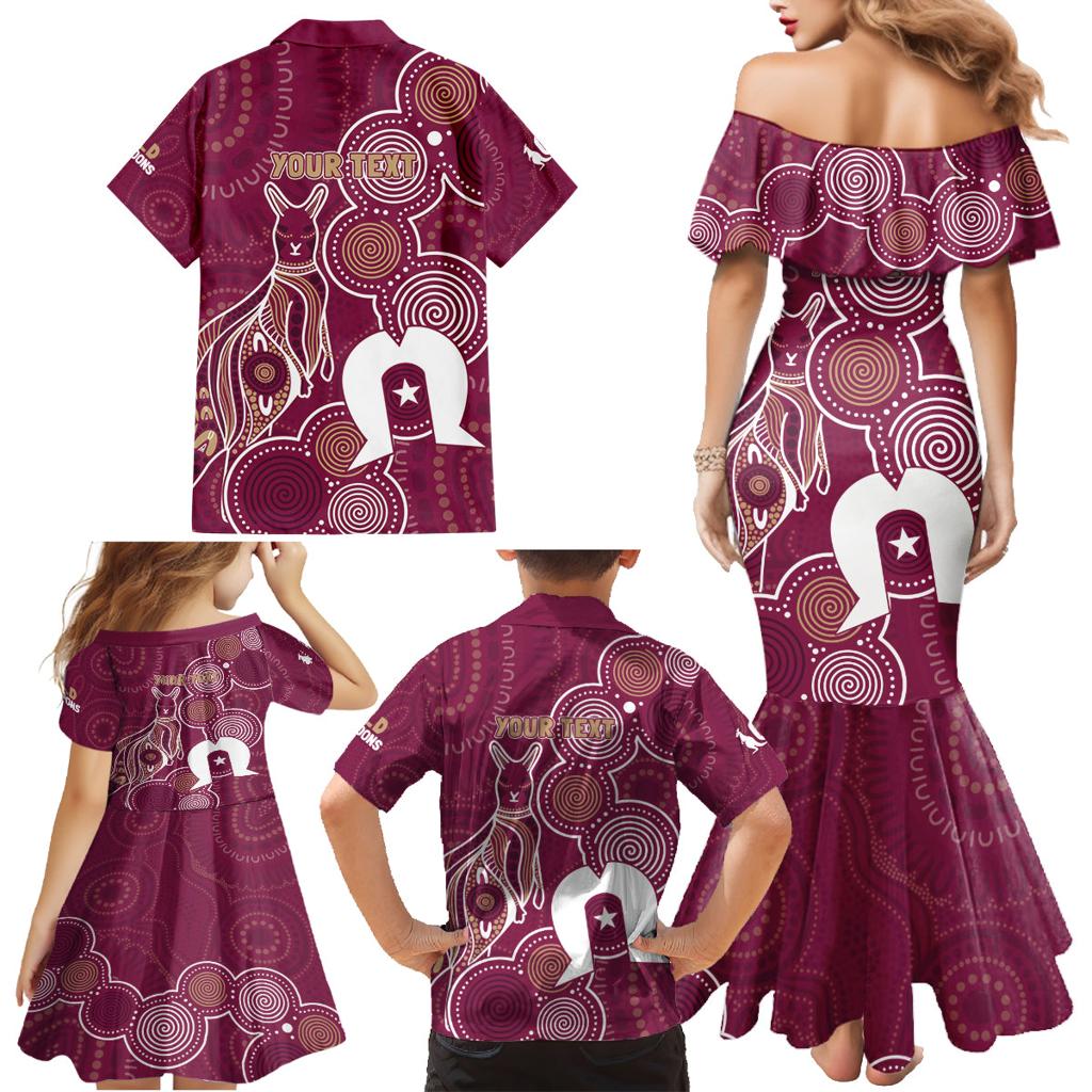 NAIDOC Week Family Matching Mermaid Dress and Hawaiian Shirt QLD Maroons Kangaroo