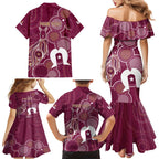 NAIDOC Week Family Matching Mermaid Dress and Hawaiian Shirt QLD Maroons Kangaroo