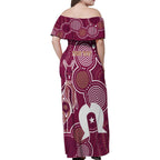 NAIDOC Week Family Matching Off Shoulder Maxi Dress and Hawaiian Shirt QLD Maroons Kangaroo