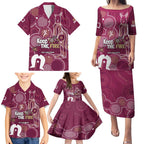 NAIDOC Week Family Matching Puletasi and Hawaiian Shirt QLD Maroons Kangaroo