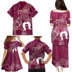 NAIDOC Week Family Matching Puletasi and Hawaiian Shirt QLD Maroons Kangaroo