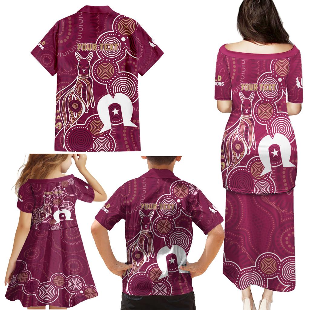 NAIDOC Week Family Matching Puletasi and Hawaiian Shirt QLD Maroons Kangaroo