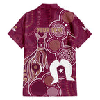 NAIDOC Week Family Matching Short Sleeve Bodycon Dress and Hawaiian Shirt QLD Maroons Kangaroo