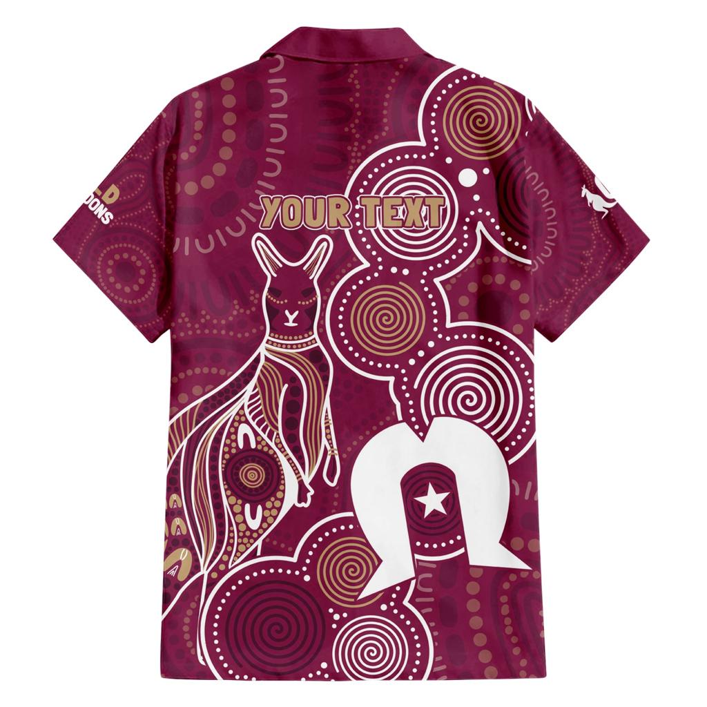 NAIDOC Week Family Matching Short Sleeve Bodycon Dress and Hawaiian Shirt QLD Maroons Kangaroo