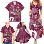 NAIDOC Week Family Matching Summer Maxi Dress and Hawaiian Shirt QLD Maroons Kangaroo