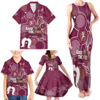 NAIDOC Week Family Matching Tank Maxi Dress and Hawaiian Shirt QLD Maroons Kangaroo