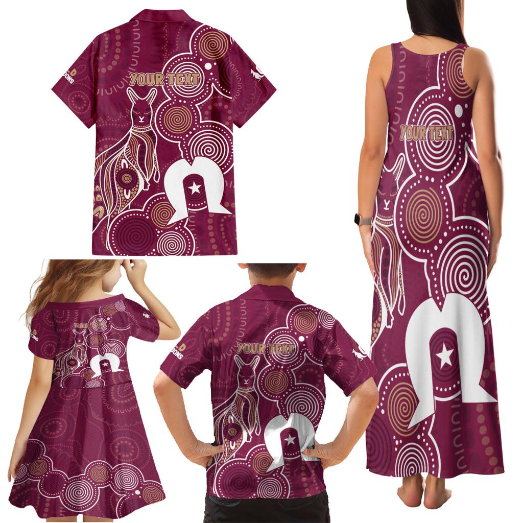 NAIDOC Week Family Matching Tank Maxi Dress and Hawaiian Shirt QLD Maroons Kangaroo
