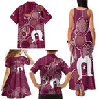 NAIDOC Week Family Matching Tank Maxi Dress and Hawaiian Shirt QLD Maroons Kangaroo