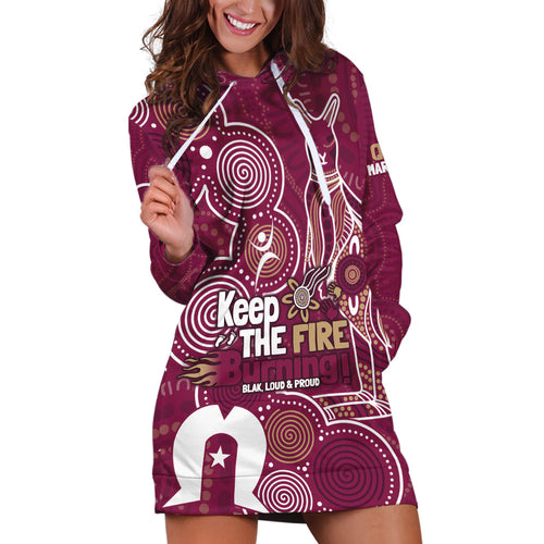 NAIDOC Week Hoodie Dress QLD Maroons Kangaroo