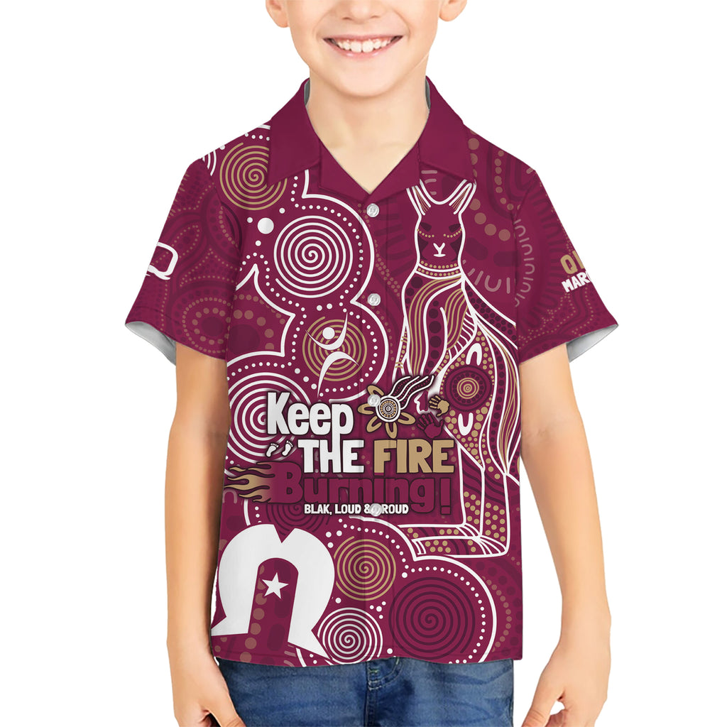 NAIDOC Week Kid Hawaiian Shirt QLD Maroons Kangaroo