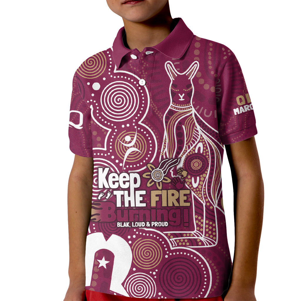NAIDOC Week Kid Polo Shirt QLD Maroons Kangaroo