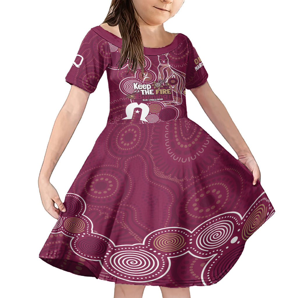 NAIDOC Week Kid Short Sleeve Dress QLD Maroons Kangaroo