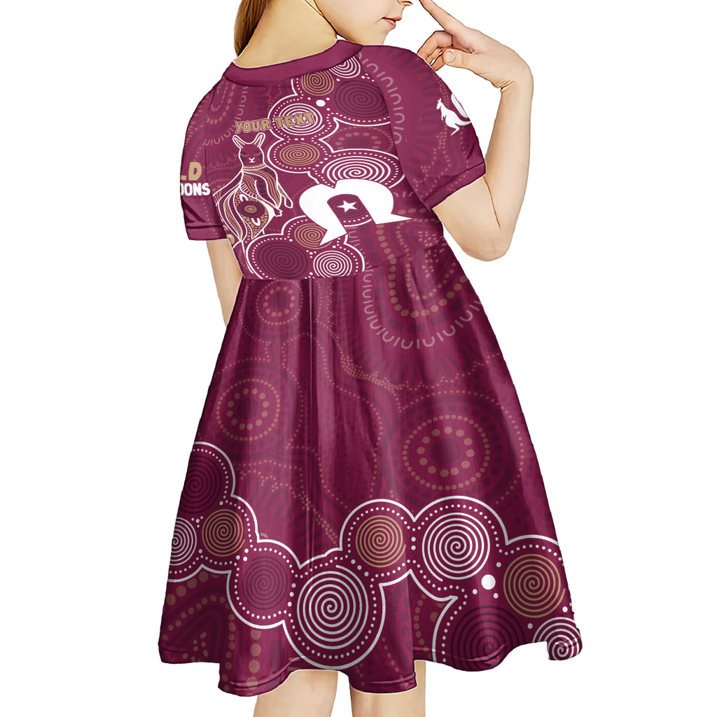 NAIDOC Week Kid Short Sleeve Dress QLD Maroons Kangaroo
