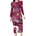 NAIDOC Week Long Sleeve Bodycon Dress QLD Maroons Kangaroo