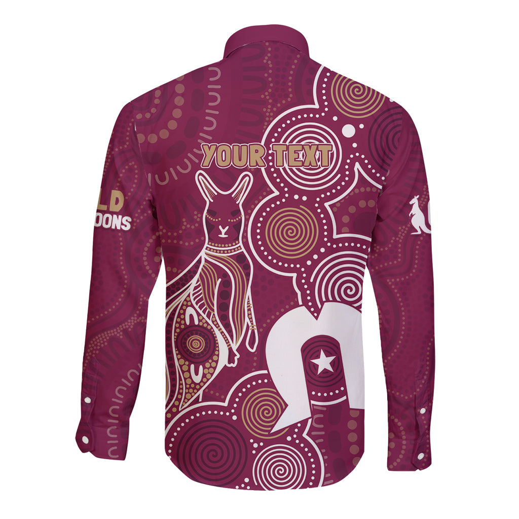 NAIDOC Week Long Sleeve Button Shirt QLD Maroons Kangaroo