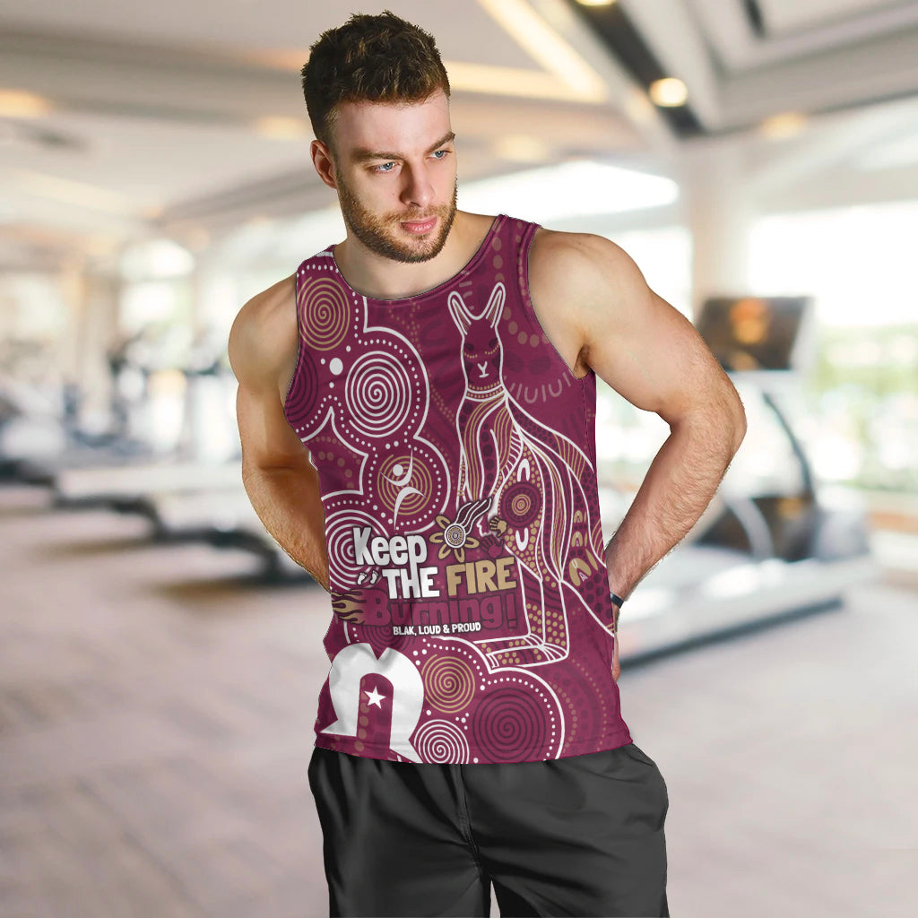 NAIDOC Week Men Tank Top QLD Maroons Kangaroo