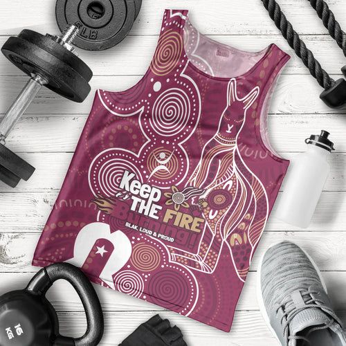 NAIDOC Week Men Tank Top QLD Maroons Kangaroo