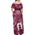 NAIDOC Week Off Shoulder Maxi Dress QLD Maroons Kangaroo