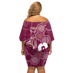 NAIDOC Week Off Shoulder Short Dress QLD Maroons Kangaroo