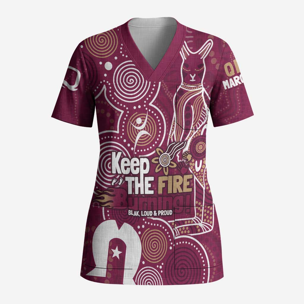 NAIDOC Week Scrub Top QLD Maroons Kangaroo - Aussie Hoodie