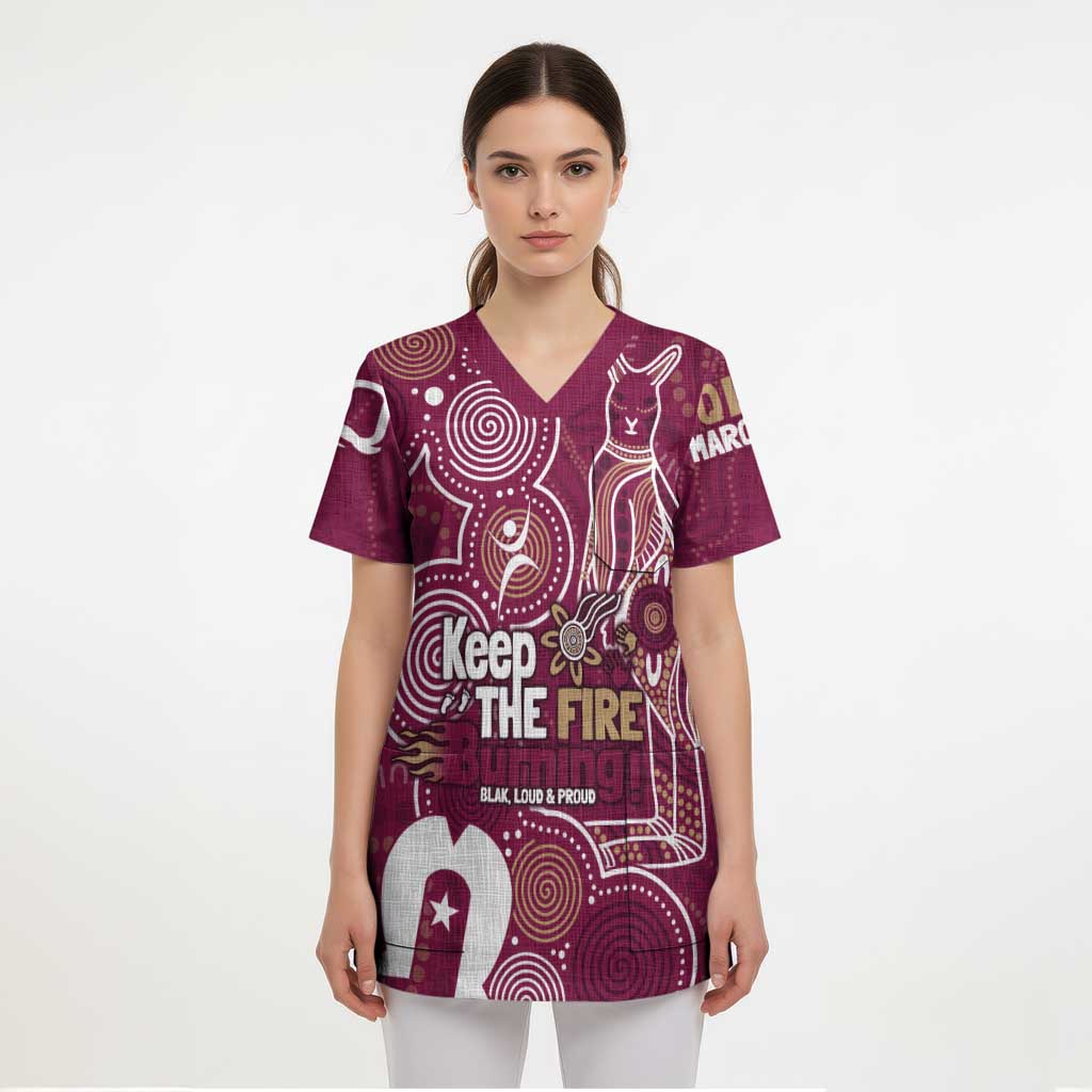 NAIDOC Week Scrub Top QLD Maroons Kangaroo - Aussie Hoodie
