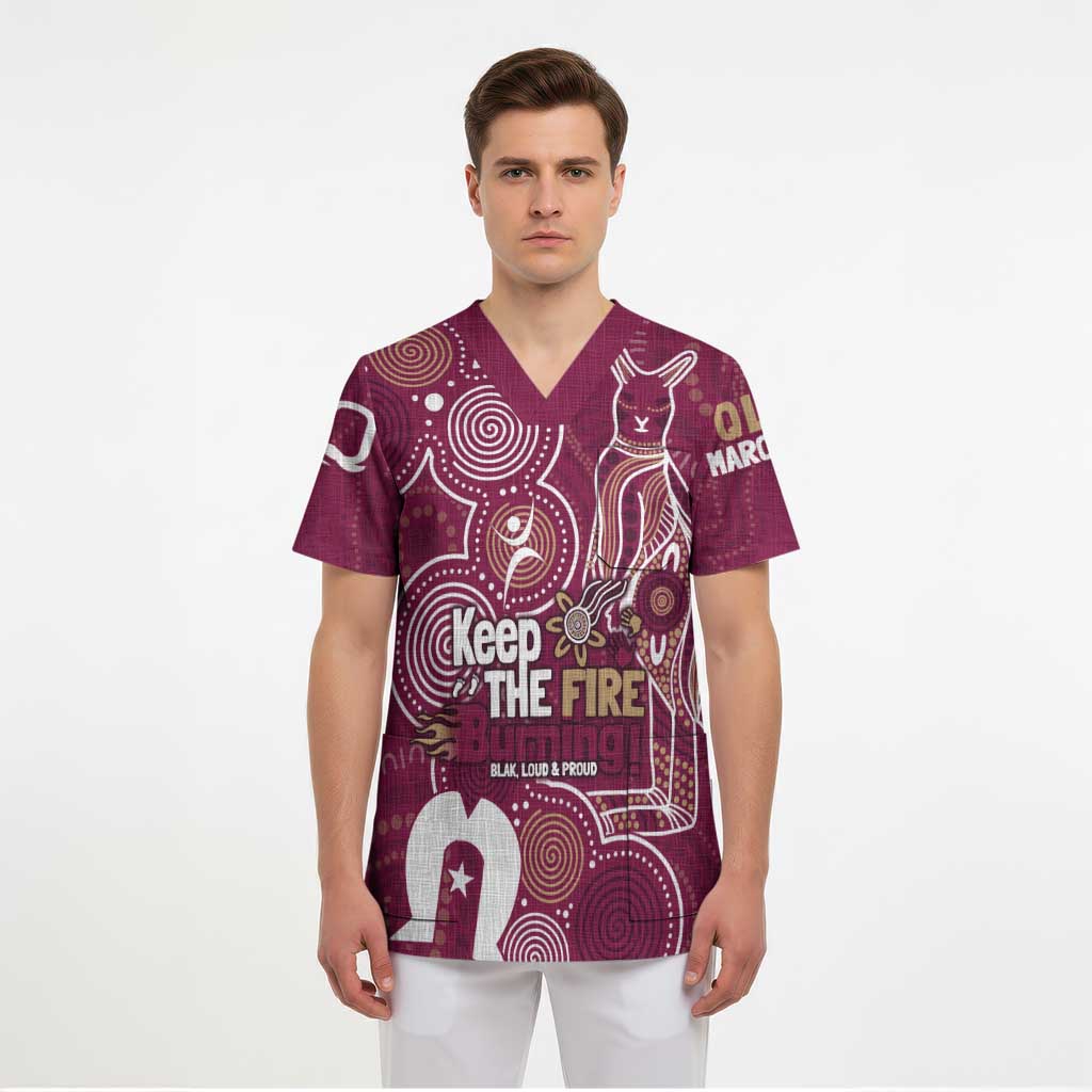 NAIDOC Week Scrub Top QLD Maroons Kangaroo - Aussie Hoodie