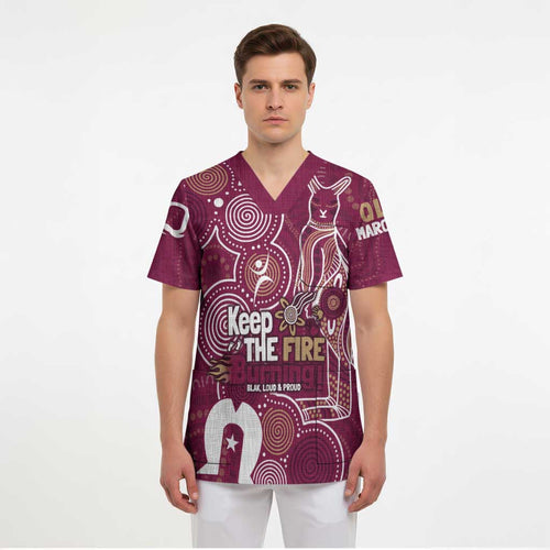 NAIDOC Week Scrub Top QLD Maroons Kangaroo - Aussie Hoodie