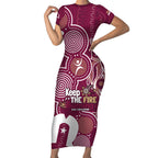 NAIDOC Week Short Sleeve Bodycon Dress QLD Maroons Kangaroo