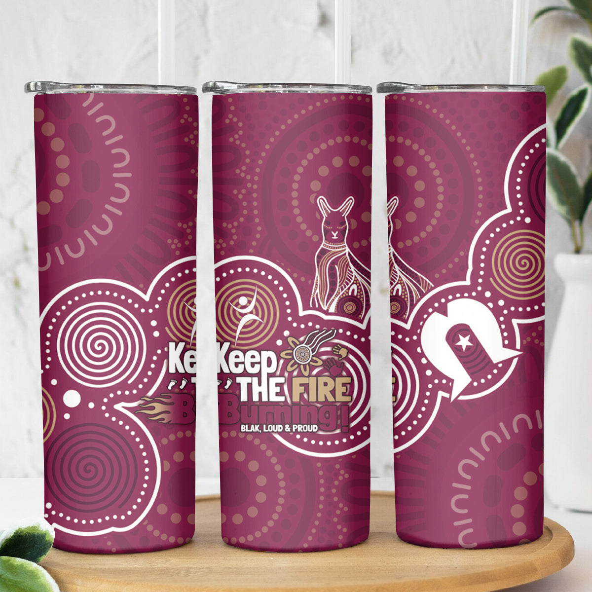 NAIDOC Week Skinny Tumbler QLD Maroons Kangaroo