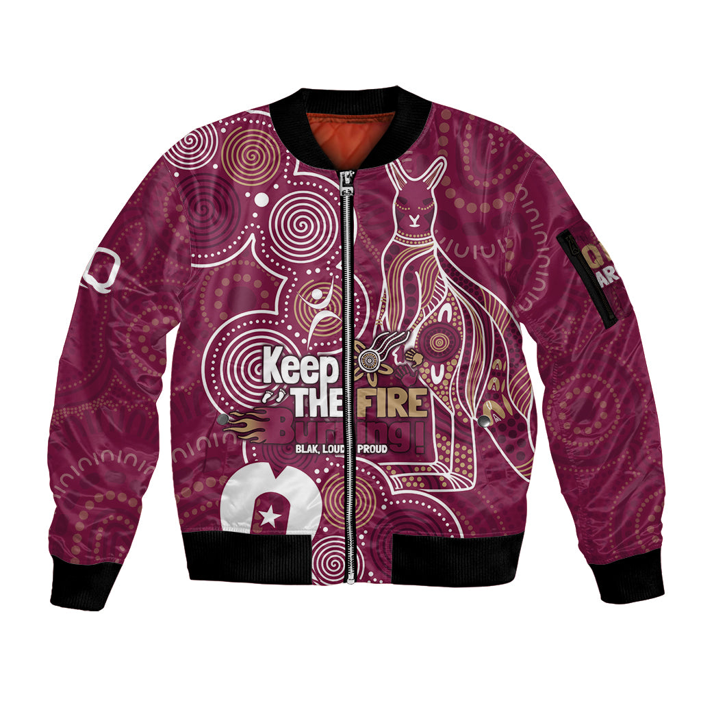 NAIDOC Week Sleeve Zip Bomber Jacket QLD Maroons Kangaroo