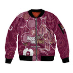 NAIDOC Week Sleeve Zip Bomber Jacket QLD Maroons Kangaroo