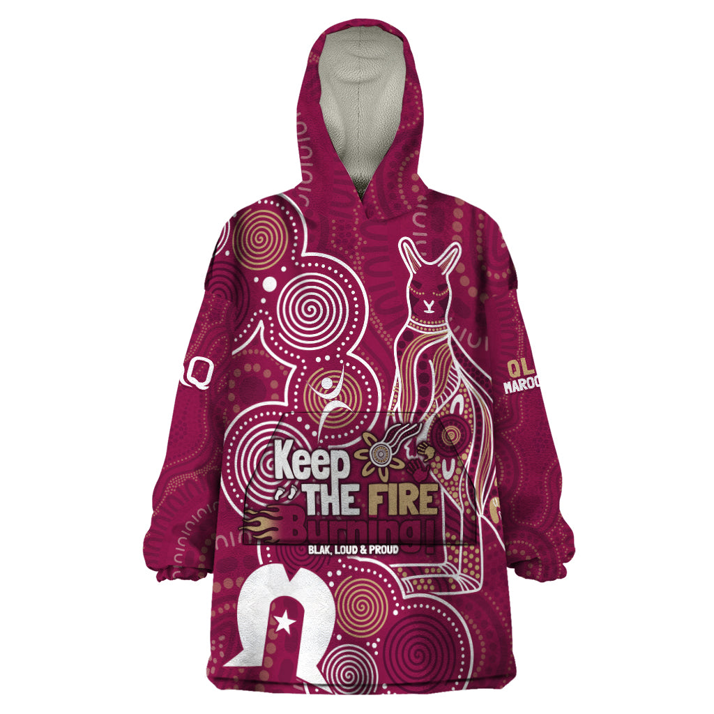NAIDOC Week Wearable Blanket Hoodie QLD Maroons Kangaroo