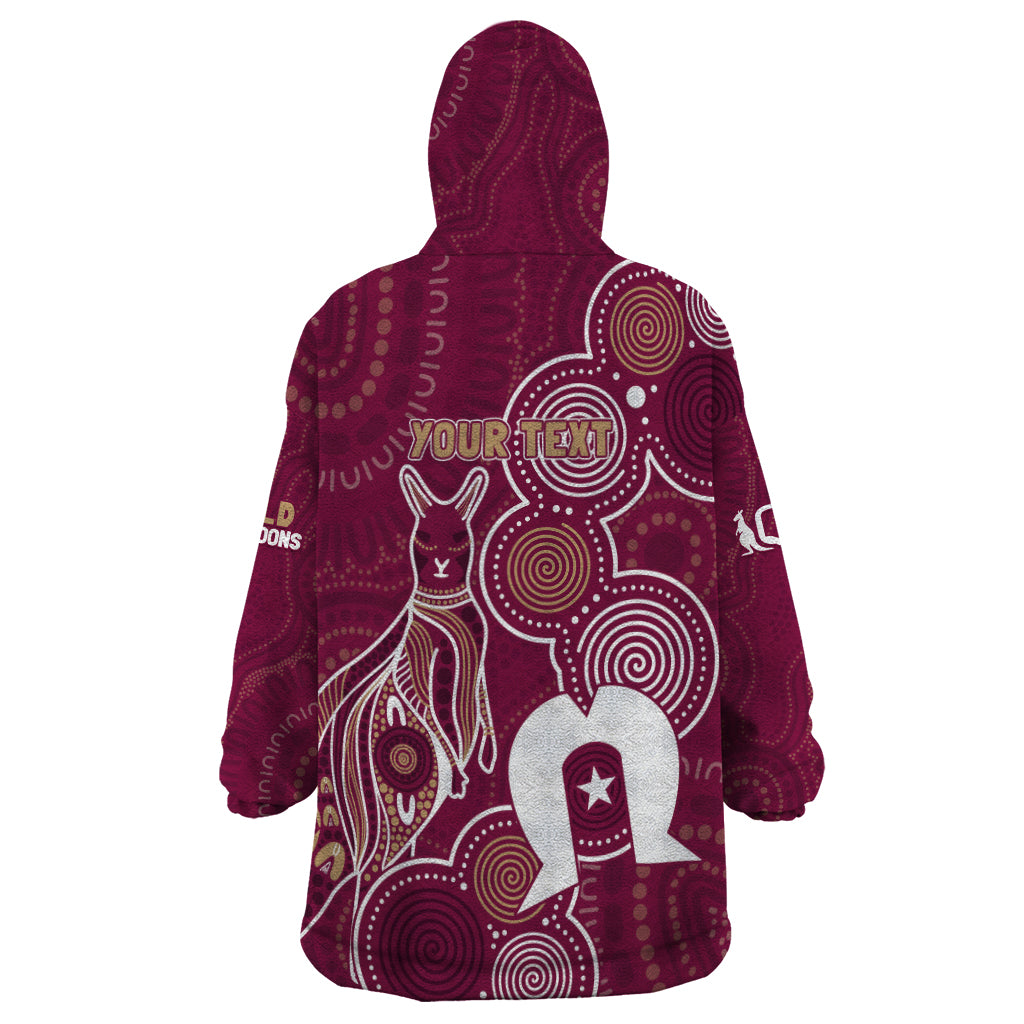 NAIDOC Week Wearable Blanket Hoodie QLD Maroons Kangaroo