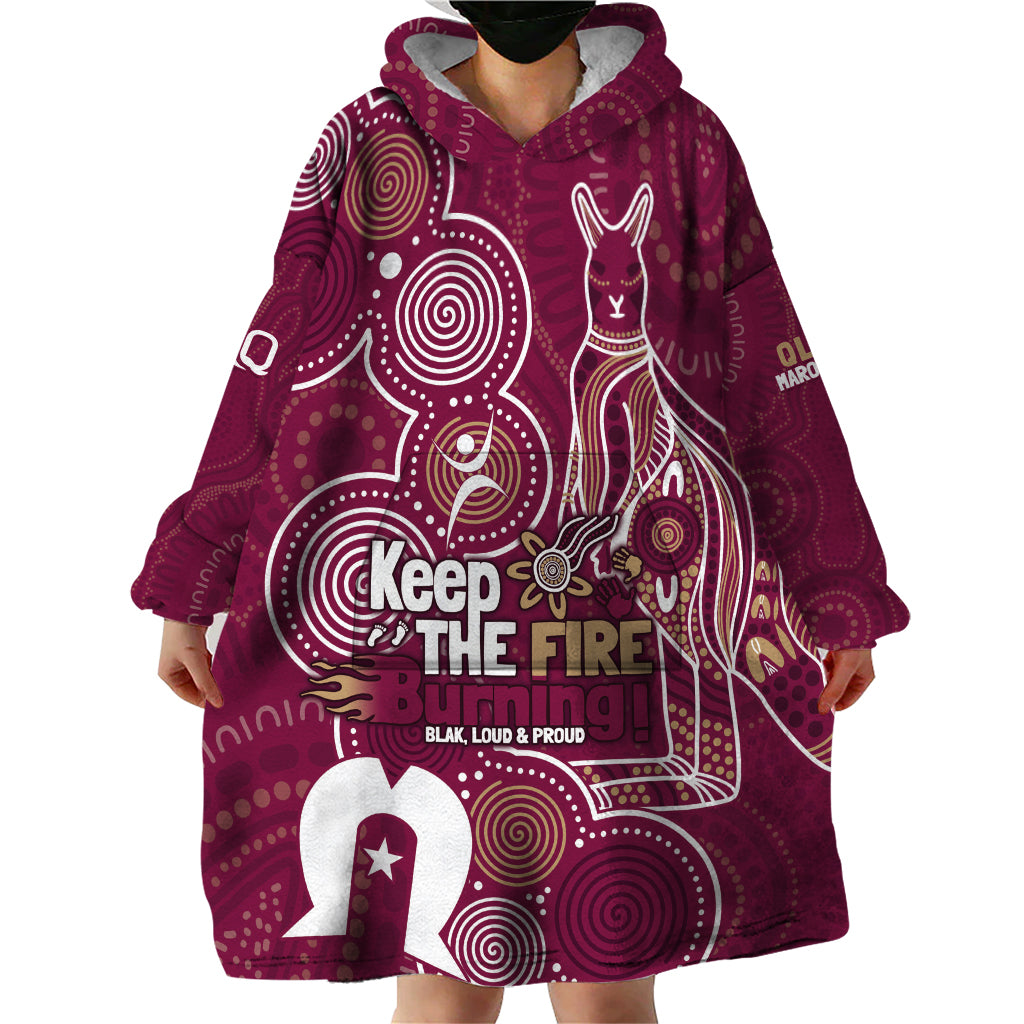 NAIDOC Week Wearable Blanket Hoodie QLD Maroons Kangaroo