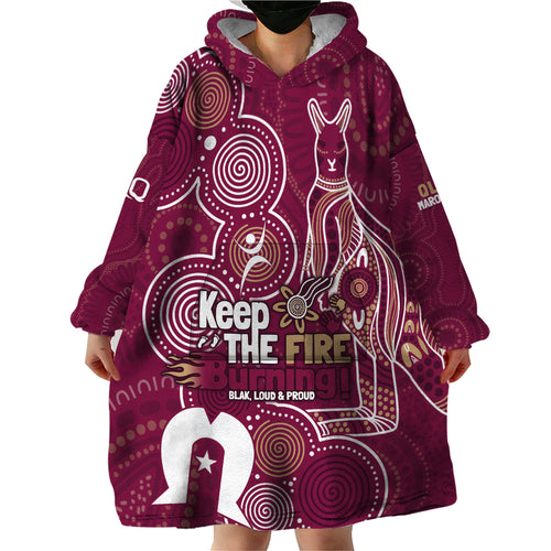 NAIDOC Week Wearable Blanket Hoodie QLD Maroons Kangaroo