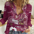 NAIDOC Week Women Casual Shirt QLD Maroons Kangaroo