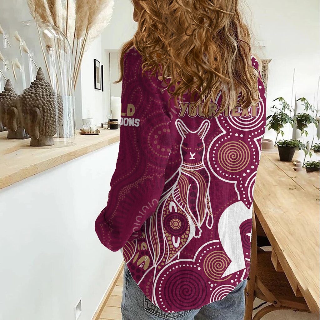 NAIDOC Week Women Casual Shirt QLD Maroons Kangaroo