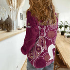 NAIDOC Week Women Casual Shirt QLD Maroons Kangaroo