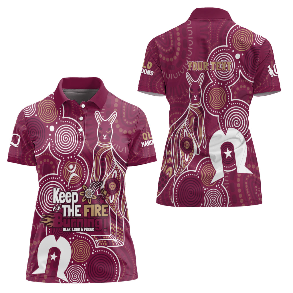 NAIDOC Week Women Polo Shirt QLD Maroons Kangaroo