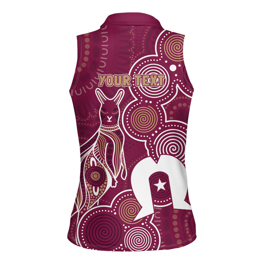 NAIDOC Week Women Sleeveless Polo Shirt QLD Maroons Kangaroo