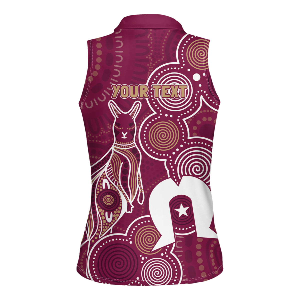 NAIDOC Week Women Sleeveless Polo Shirt QLD Maroons Kangaroo