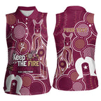 NAIDOC Week Women Sleeveless Polo Shirt QLD Maroons Kangaroo