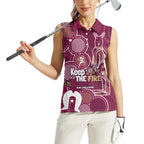 NAIDOC Week Women Sleeveless Polo Shirt QLD Maroons Kangaroo