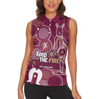 NAIDOC Week Women Sleeveless Polo Shirt QLD Maroons Kangaroo