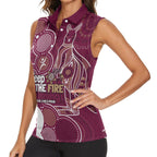 NAIDOC Week Women Sleeveless Polo Shirt QLD Maroons Kangaroo