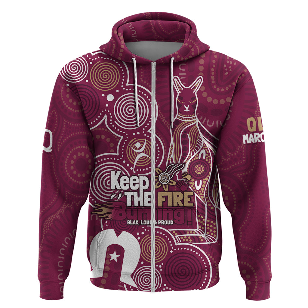 NAIDOC Week Zip Hoodie QLD Maroons Kangaroo