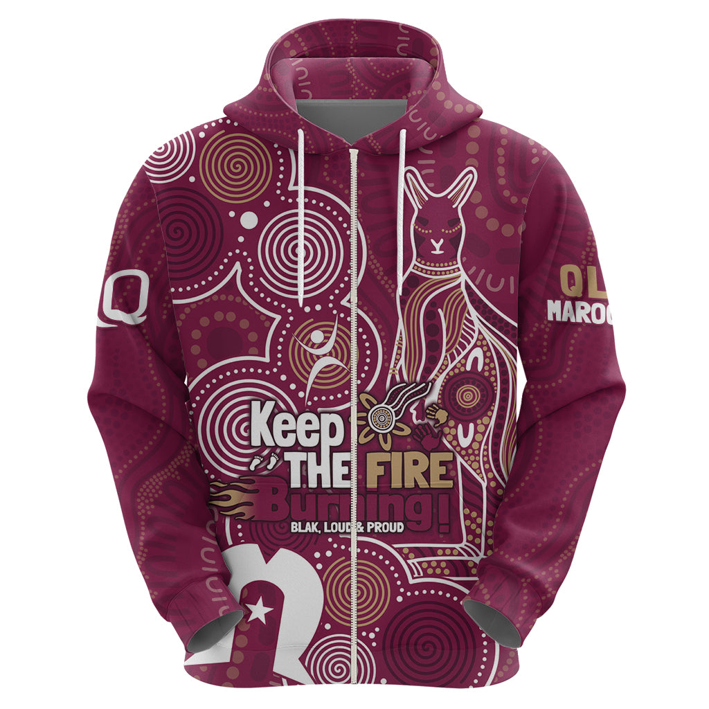 NAIDOC Week Zip Hoodie QLD Maroons Kangaroo